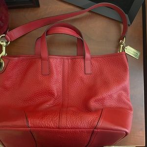 Coach Red Leather Tote Bag